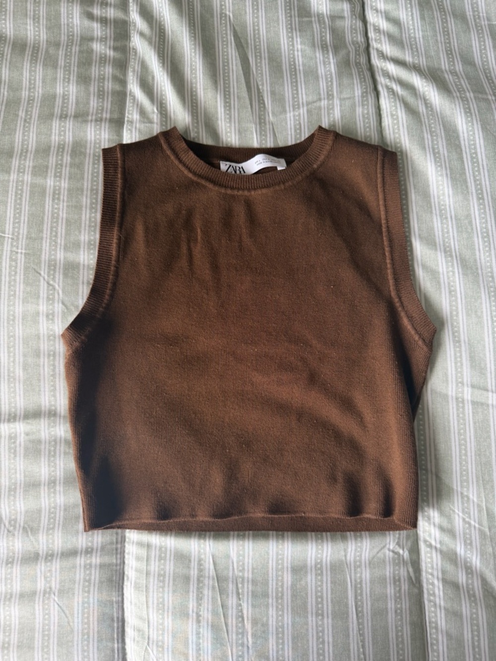 Zara Brown Knit Sleeveless Tank Top
